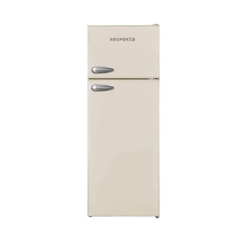 Respekta Retro-Kühlschrank mit Gefrierfach/in creme / 145 x 54 cm / 213 L Nutzinhalt/höhenverstellbare Füße/automatisches Abtauverfahren/Schnellgefrierfunktion / KS144VC